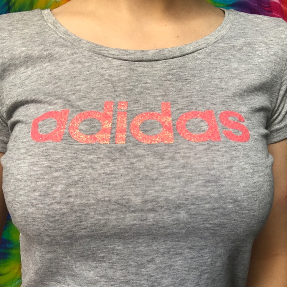 Adidas Pink Glitter Climalite Short Sleeve Tee - Picture 3 of 3